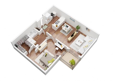 Floor plan for 1 bed, 1 bath, 800 sqft
